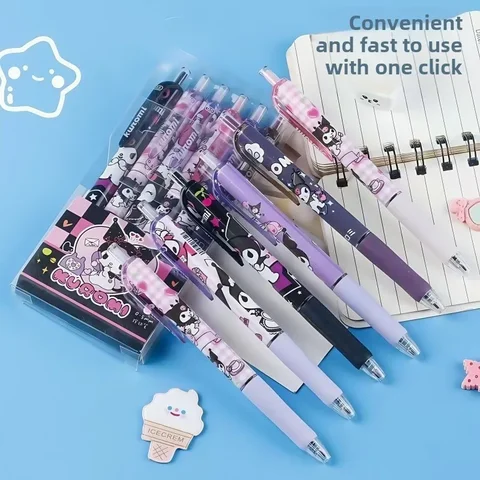 Ручка Sanrio Click Kuromi с мультяшным рисунком, высококачественная 0,5 быстросохнущая ручка для письма, только для студентов, кисть для вопросов, гелевая ручка оптом