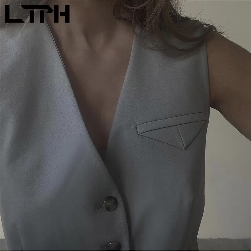 LTPH streetwear pant suits two piece set women V neck cardigan blazer vest jacket unisex style casual trousers 2023 spring new