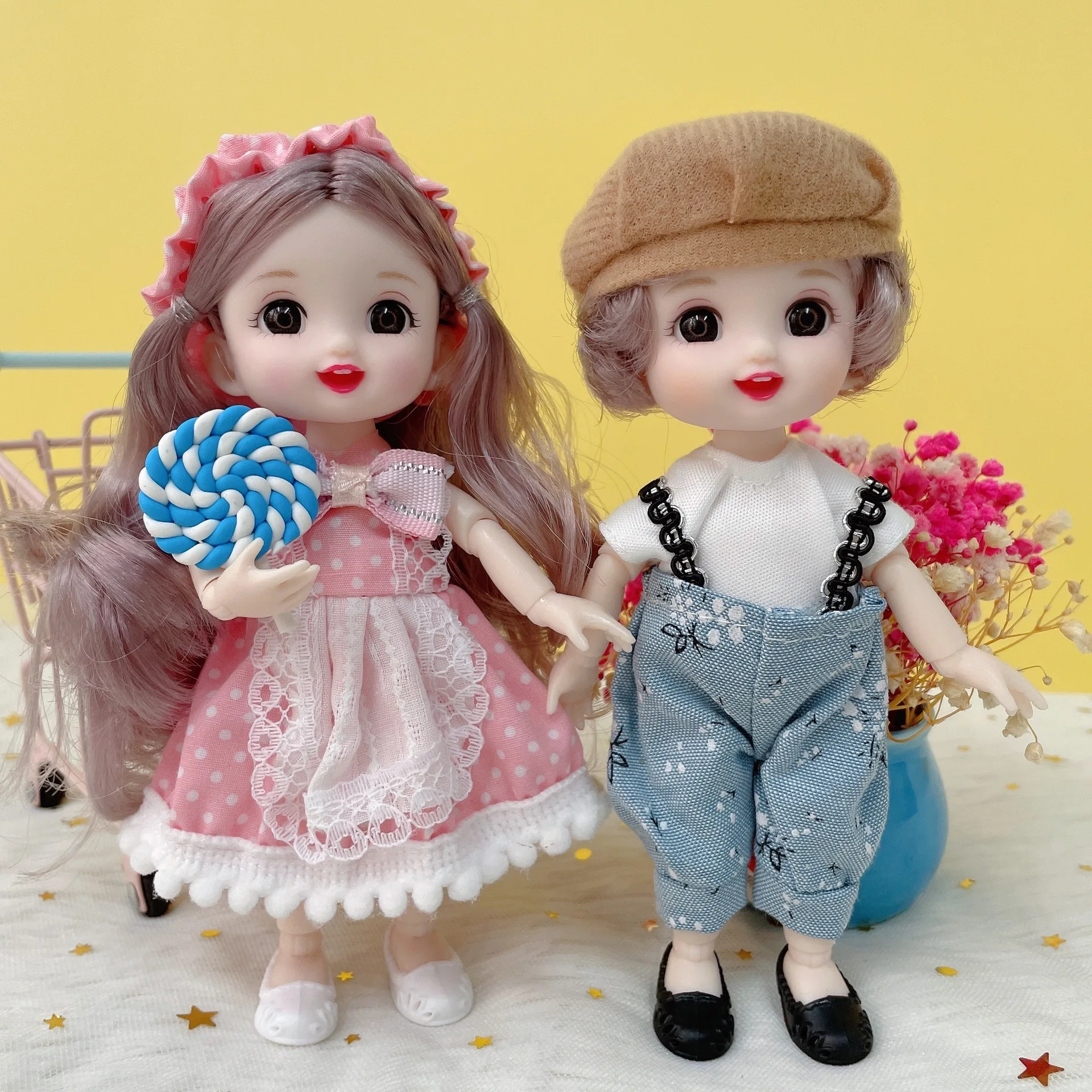 

16cm Cute 1/8 Bjd Doll Princess Dress Change Dress-up Fashion Girl Children Toy Play House Diy Kid Birthday Gift
