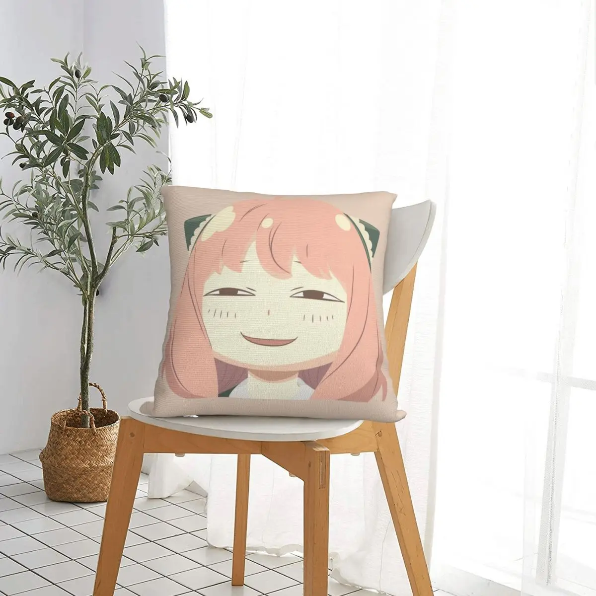 Spy X Family Anya Smug Подушка Наволочка из полиэстера Подушки для дивана Аниме Forger 45*45 см