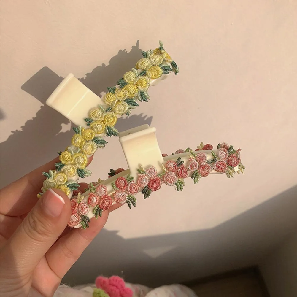 

Маленькая Цветочная тканевая заколка для захвата персиковый розовый зажим для Волос акула милая девушка весна-лето новые аксессуары для во...