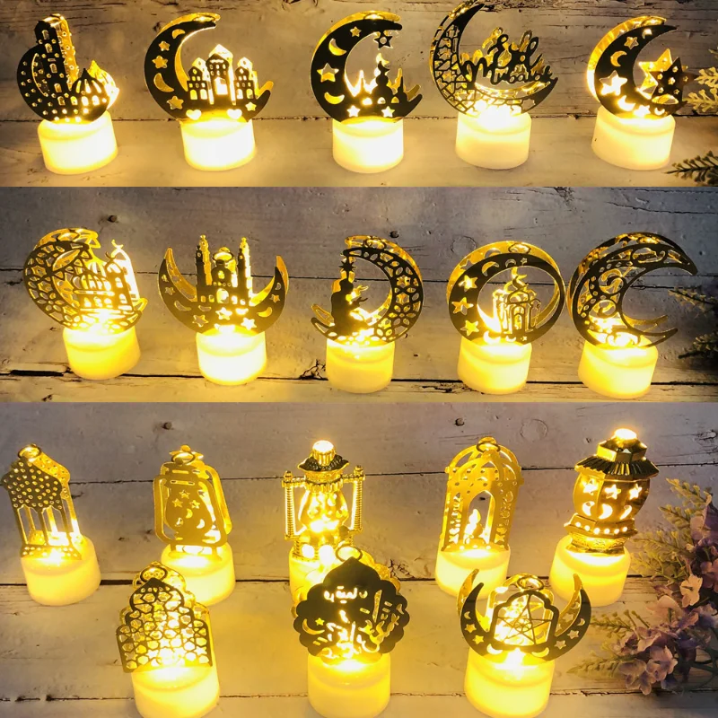 

Eid Mubarak LED Candle Lantern Ramadan Kareem Decoration 2023 Home Decor Islamic Muslim Festival Party Supply Eid Al-Fitr Light