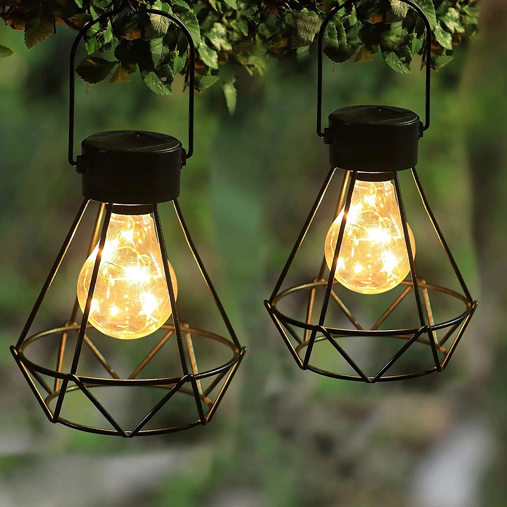 

Solar Wrought Iron Tungsten Light Bulb Garden Patio Pendant Retro Lantern Room Decor Desktop Decoration Led Lights Table Lamp