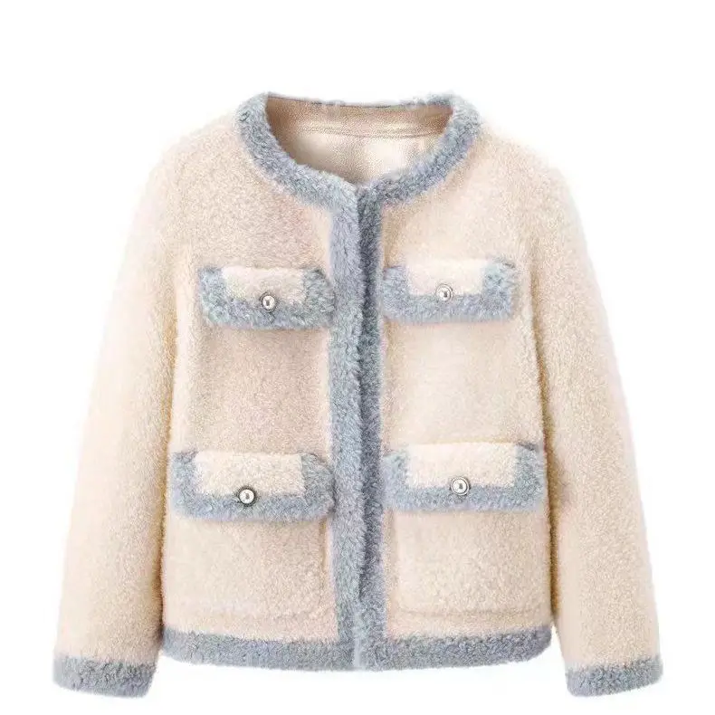 2022 Fashion Faux Fur Jacket Women Winter Coat Thick Warm Fur Jackets Patchwork Loose Soft Lamb Fur Outerwear Ladies Z124