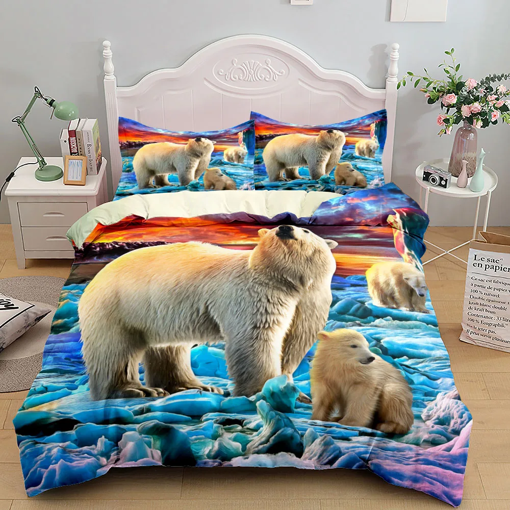 

Комплект постельного белья Polar Bear Night 3D, Комплект постельного белья размера King, Queen, Double, Full, Twin, Single