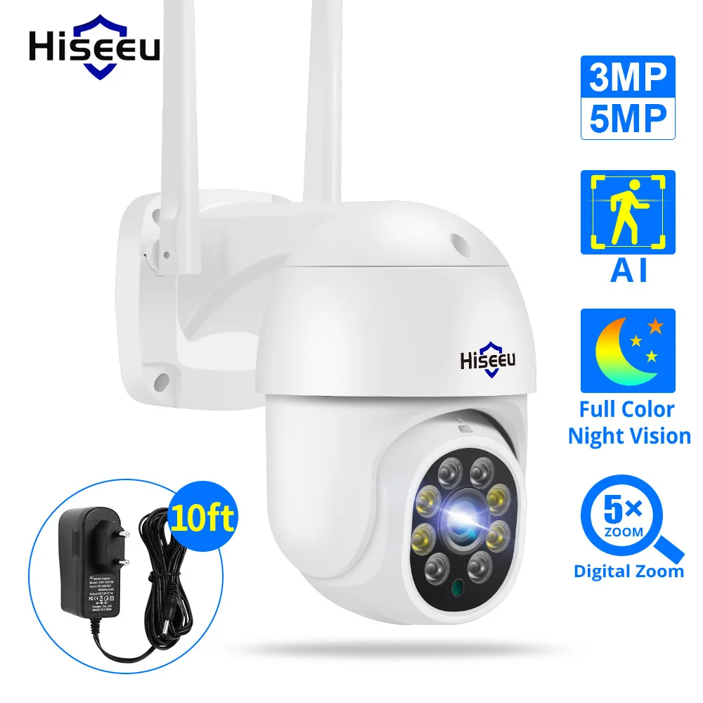 

IP-камера Hiseeu, 4K, 5 МП, Wi-Fi, PTZ, 5-кратное увеличение