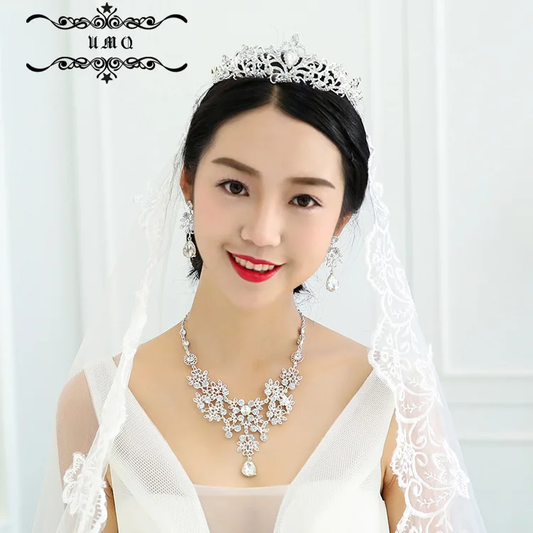 Taobao Лидер продаж ювелирные изделия для невесты ожерелье серьги с короной набор