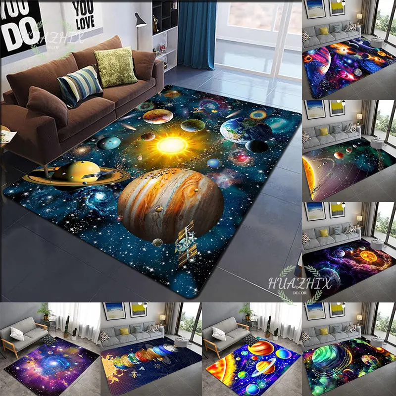 

3D Universe Planet Carpet Living Room Area Rugs Fashion Floor Mat Flannel New Arrival Entrance Doormat Modern Home Bedroom Decor