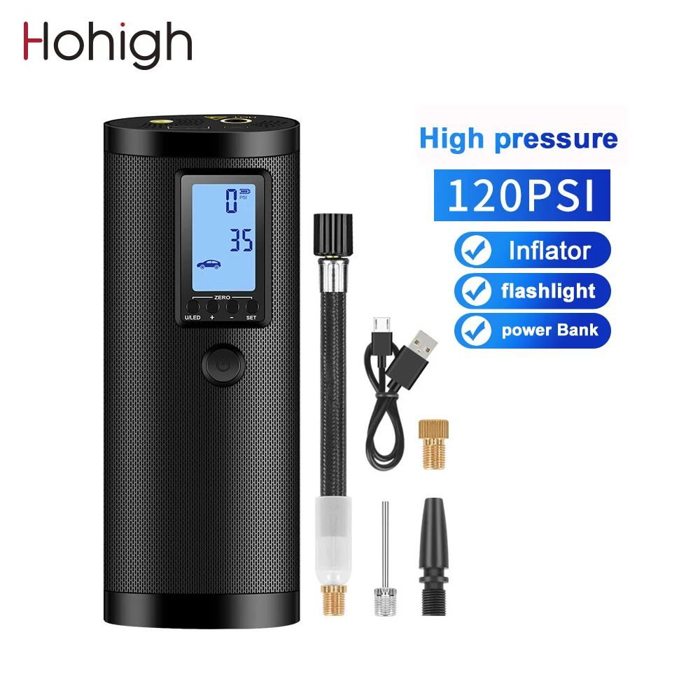 Portable Mini Bike Electric Air Inflator 120PSI Car Air Compressor Bicycle Air Pump Rechargeable Tire Pump Car Tyre Inflatable