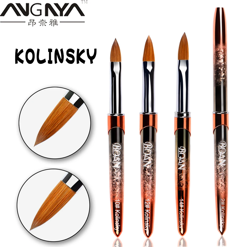 

BQAN Rose Gold #2-#20 Kolinsky Sable Acrylic Nail Brush Nail Art Brush UV Gel Carving Pen Brush Liquid Powder DIY Nail Drawing