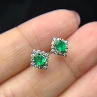 fine natural emerald earrings for women silver with 925 sterling sliver platinum plating heart weddingbirthday jewelry
