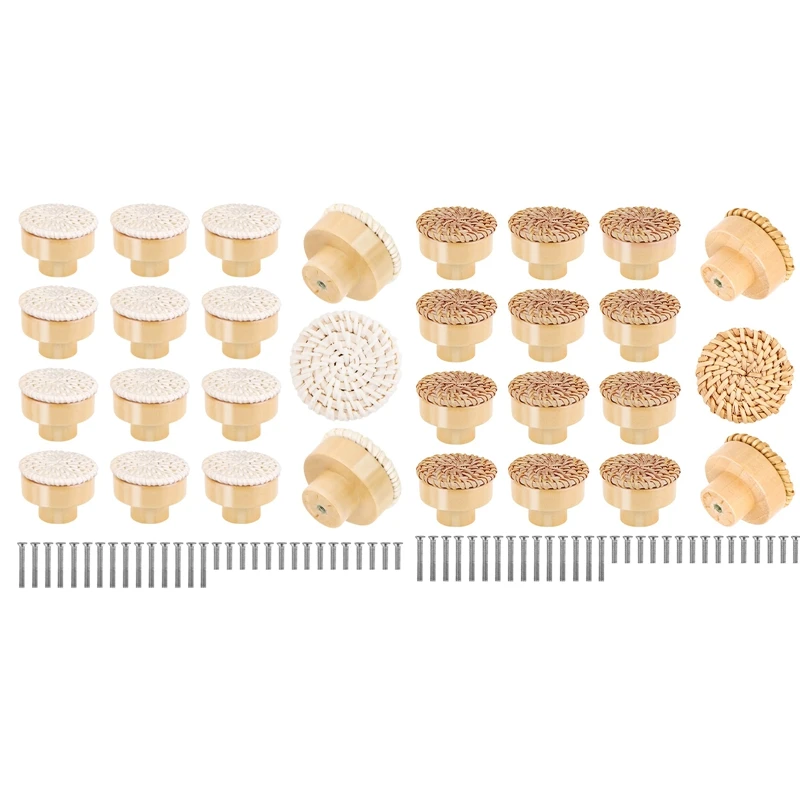 

15Pcs Boho Dresser Knobs With 30Pcs Screws, Rattan Knobs For Cabinets And Drawers, Handmade Woven Knobs