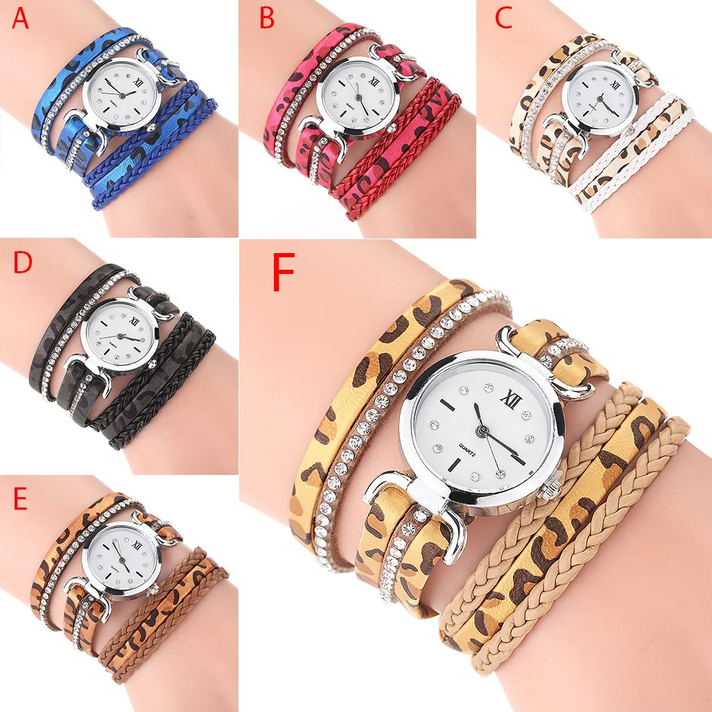 

Women Vintage Leopard Print Bracelet Dial Analog Quartz Wrist Watch Mens Watch with Date Hand Wind Watch