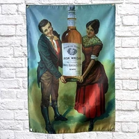 wine ad retro beer festival banner canvas painting bar pub home decor wallpaper tapestry vintage flag tapestry 4 metal grommets