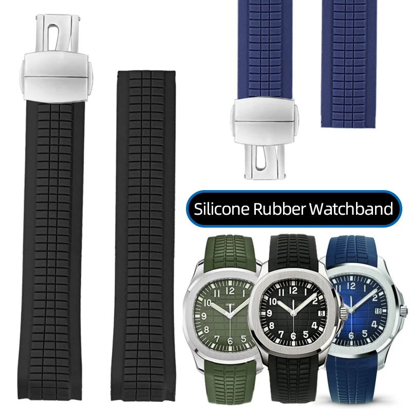 

Rubber Watchband For Patek strap for Aquanaut Philippe series 5164a 5167a Watch band Butterfly Buckle 21mm