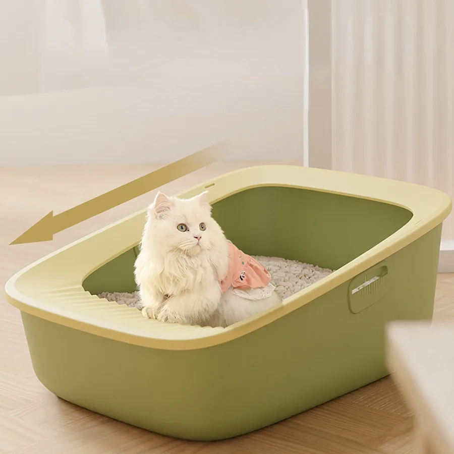 

Large Cute Style Semi-closed Plastic Litter Boxes Cats Shawol Splash Guard Easy Clean Cat Toilet Caja De Arena Para Gato Petkits