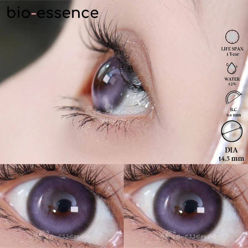 Bio-essence 1 Pair Korean Lenses Color Contact Lenses for Eyes Natural Look Anime Lense Blue Lenses Big Eye Lenses Purple Lenses