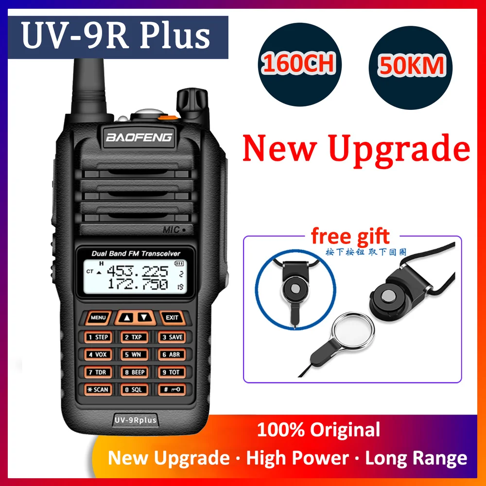 2022 Walkie Talkie Baofeng UV 9R Plus Long Range 50KM 160CH Two Way Radio VHF UHF Radio Station UV9R Plus CB Ham HF Transceiver