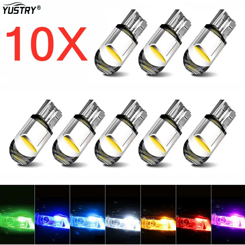

10PCS W5W Led T10 Car Light COB Glass 6000K White Fully Transparent Auto Automobiles License Plate Lamp Dome Read DRL Bulb Style