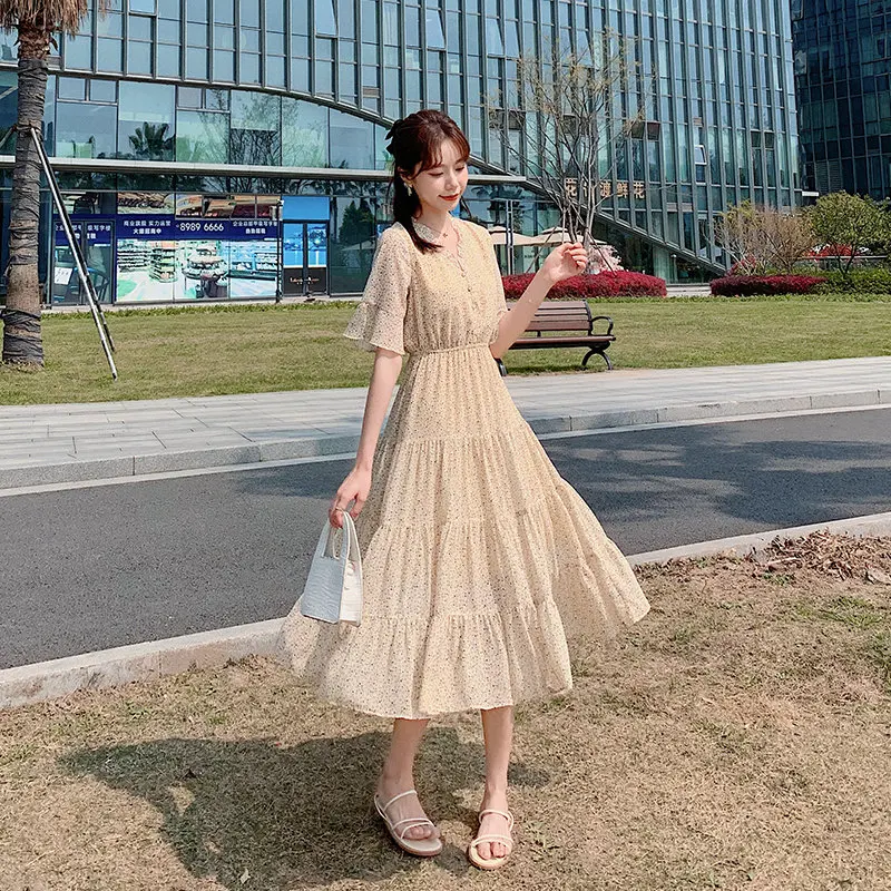 

Женское платье-трапеция средней длины, однотонное белое платье с вышивкой и коротким рукавом, в китайском стиле, с цветочным принтом, на лет...