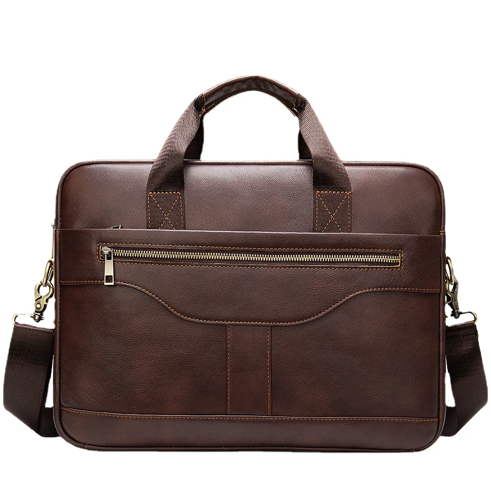 2022 Men's Briefcase Men's Business Messenger Bag Vintage Leather Tote Bag Shoulder Bag Office 14 Inch Laptop Bag High Quality
