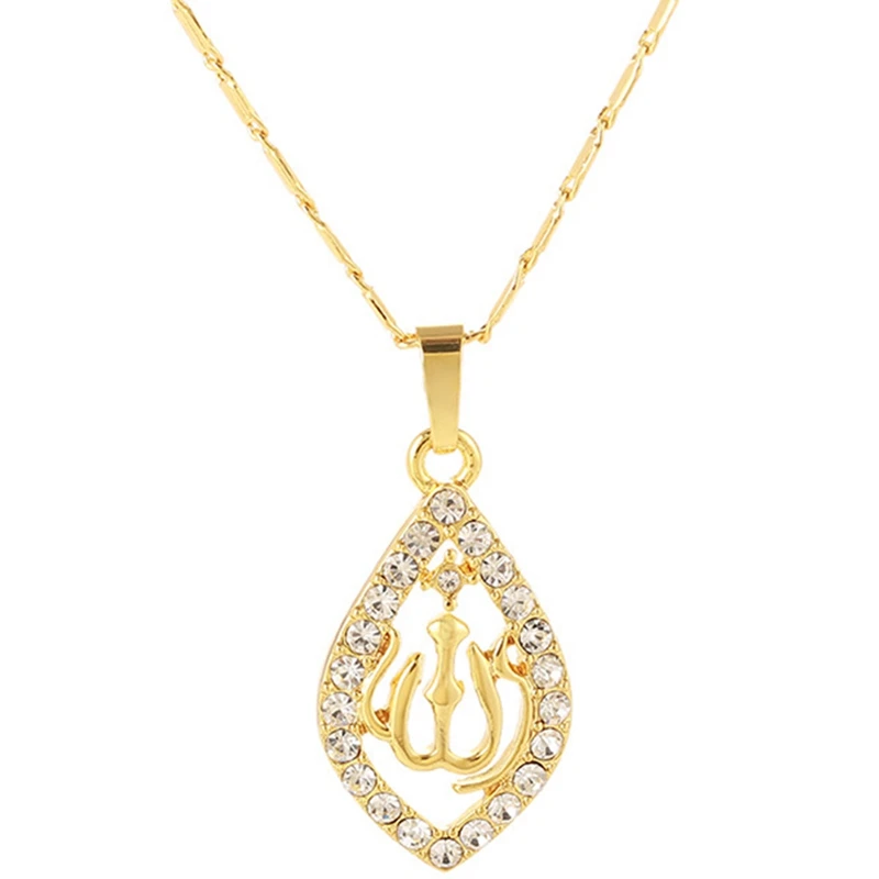 

Muslim Rhinestone Necklaces Women Crystal Jewelry Pendants Chains Drop Shipping
