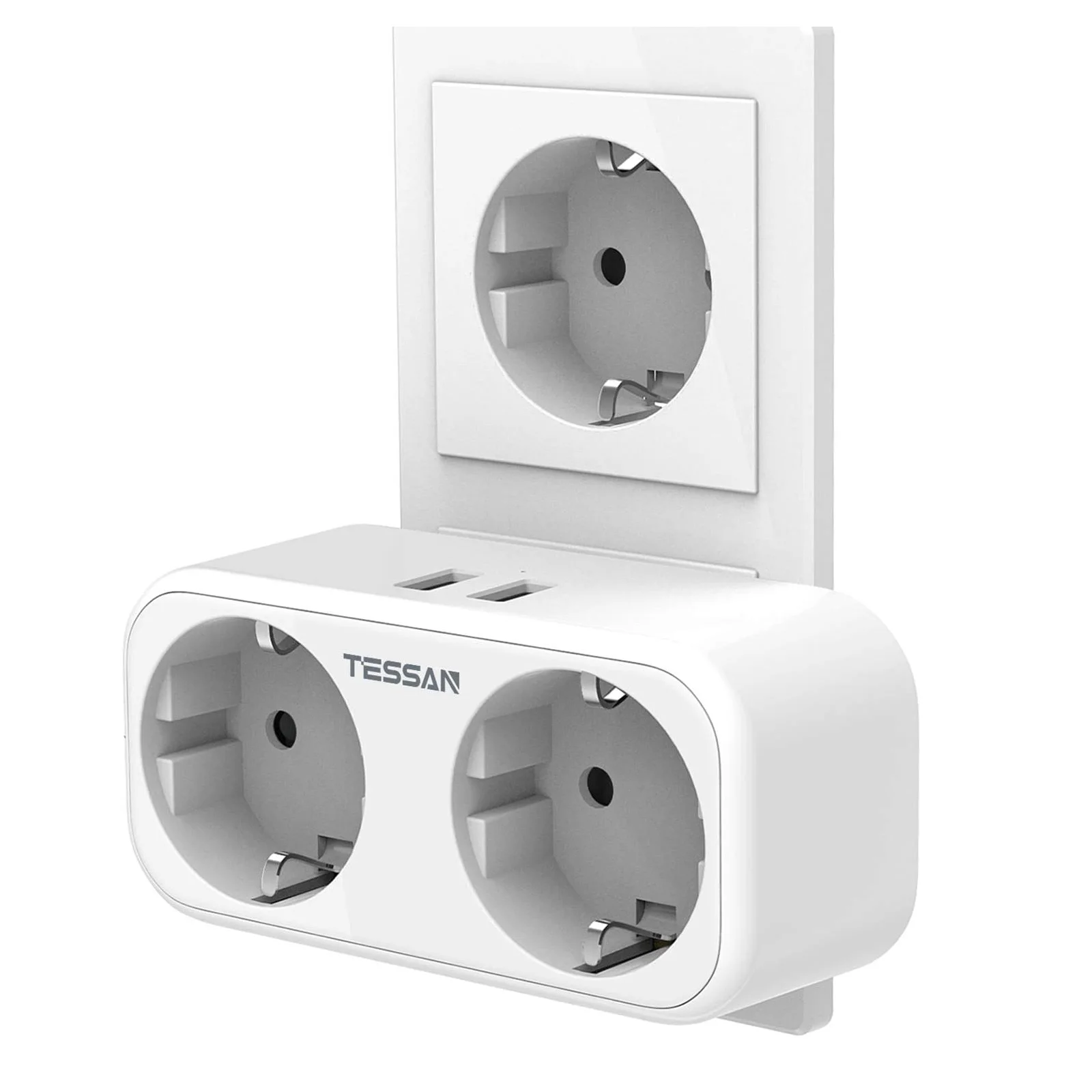 

TESSAN European Multi Outlets Wall Socket Extender with AC Outlets and USB Ports, EU KR Plug Power Strip Socket Adapter for Home