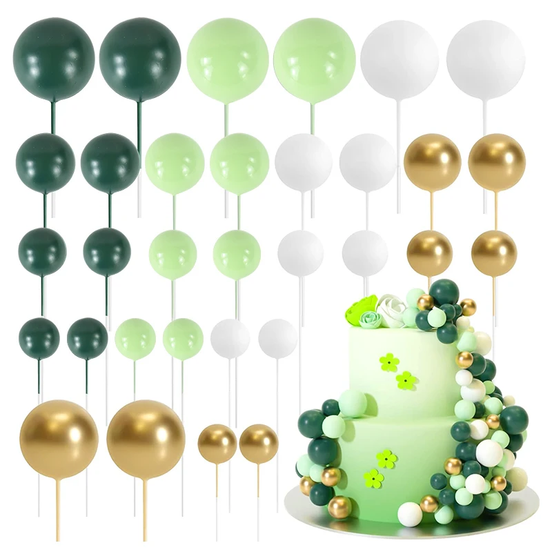 32 Шт. Мини-зеленые Шарики Из Пенопласта И Палочки Для Украшения Торта Сувениры