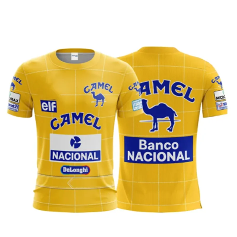 

Summer Sales Classic Retro 1987 F1 Team Camel Company Brand Round Neck Short Sleeve Men's Outdoor Motorsport Casual T-shirt