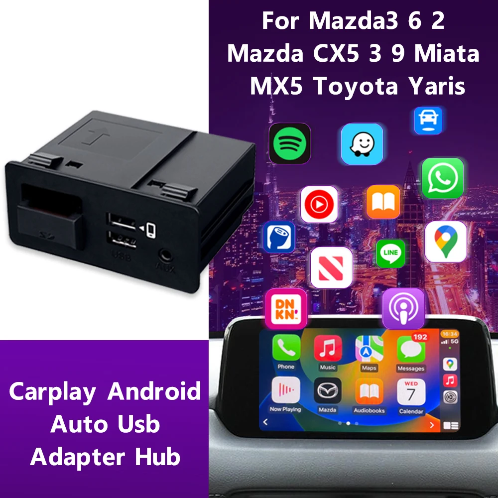 

Автомобильный Usb-адаптер Carplay для Android, концентратор Oem для Mazda3 6 2 Mazda CX5 3 9 Miata MX5 Toyota Yaris Siri, голосовой помощник TK78669U0C 12 В