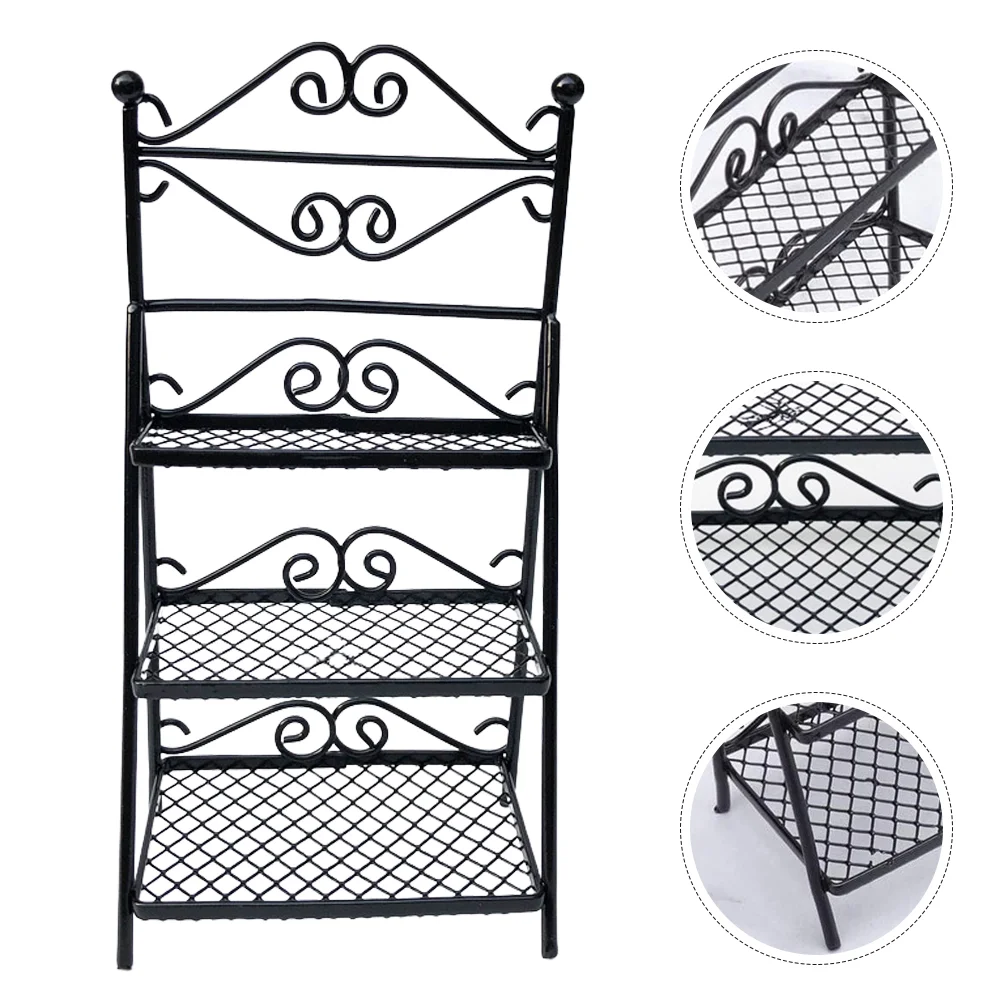 

Mini Flower Stand Model Decorative for Plants Adornment Iron Miniature Storage Shelf Small