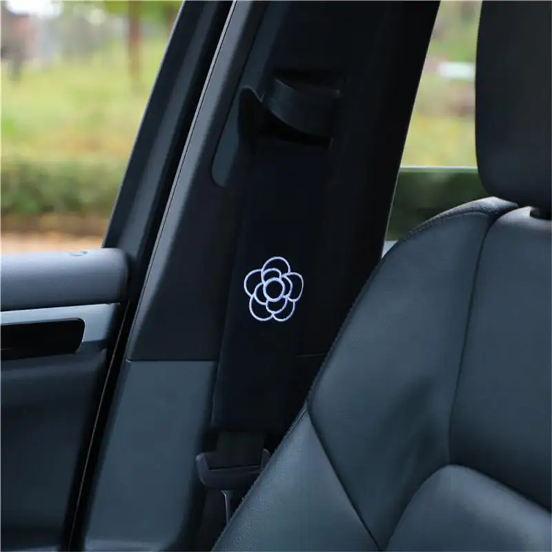 

Car Shoulder Strap Plush Car Seatbelt Cover Seat Belt Protective Cover Anti-Cling Neck Creative Embroidery Camellia Styling