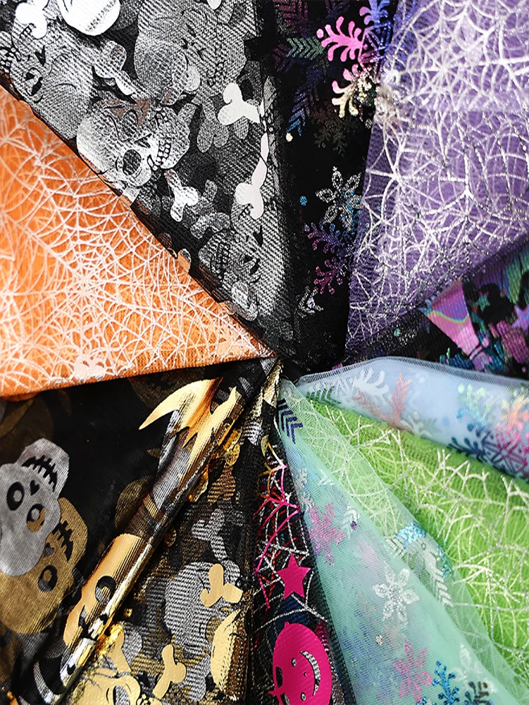 Сетчатая Ткань украшение на Хэллоуин бронзирующий паутина Череп снежинка для