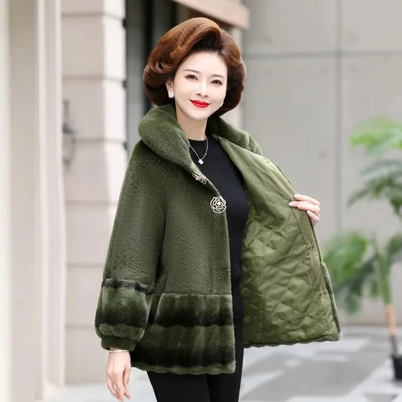 

Middle aged mother's 6XL Autumn Winter New Faux Mink Coat Fashion Thicken Loose Short Wool Coat Women's Warm Parka Outwear