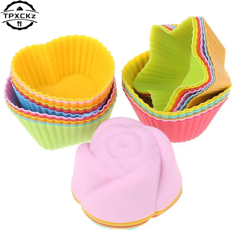 

6 Pcs Silicone Cake Cupcake Cup Cake Tool Bakeware Baking Silicone Mold Cupcake And Muffin Cupcake For DIY Random Color