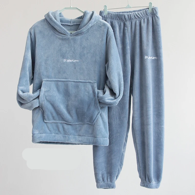 Unisex Winter Warm Thin Pajama Suit Length To The Shank Polyester Comfortable Pure Concise Atmospheric  Leisure Wear