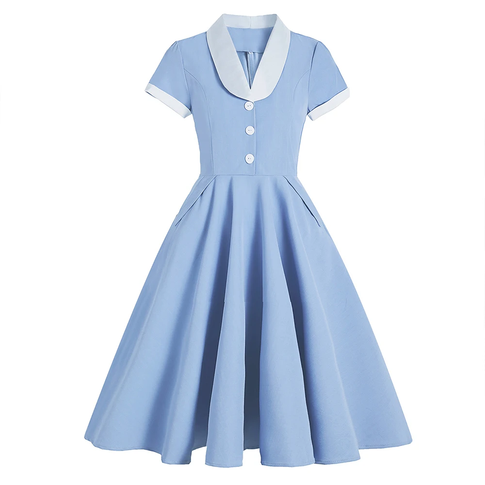 

Женское винтажное платье ретро в стиле Хепберн, летнее платье с коротким рукавом и широкой юбкой в британском стиле 50-60-х годов, модель 2023