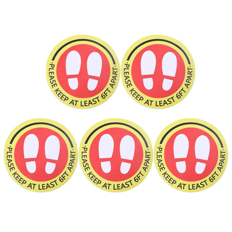 

918A 5PCS Social Distancing Shop Floor Stickers Anti Slip Stay Safe Sign Pasters