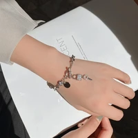 2022 new ins personality niche design bracelet simple stainless steel diamond key lock pendant fashion wild bracelet