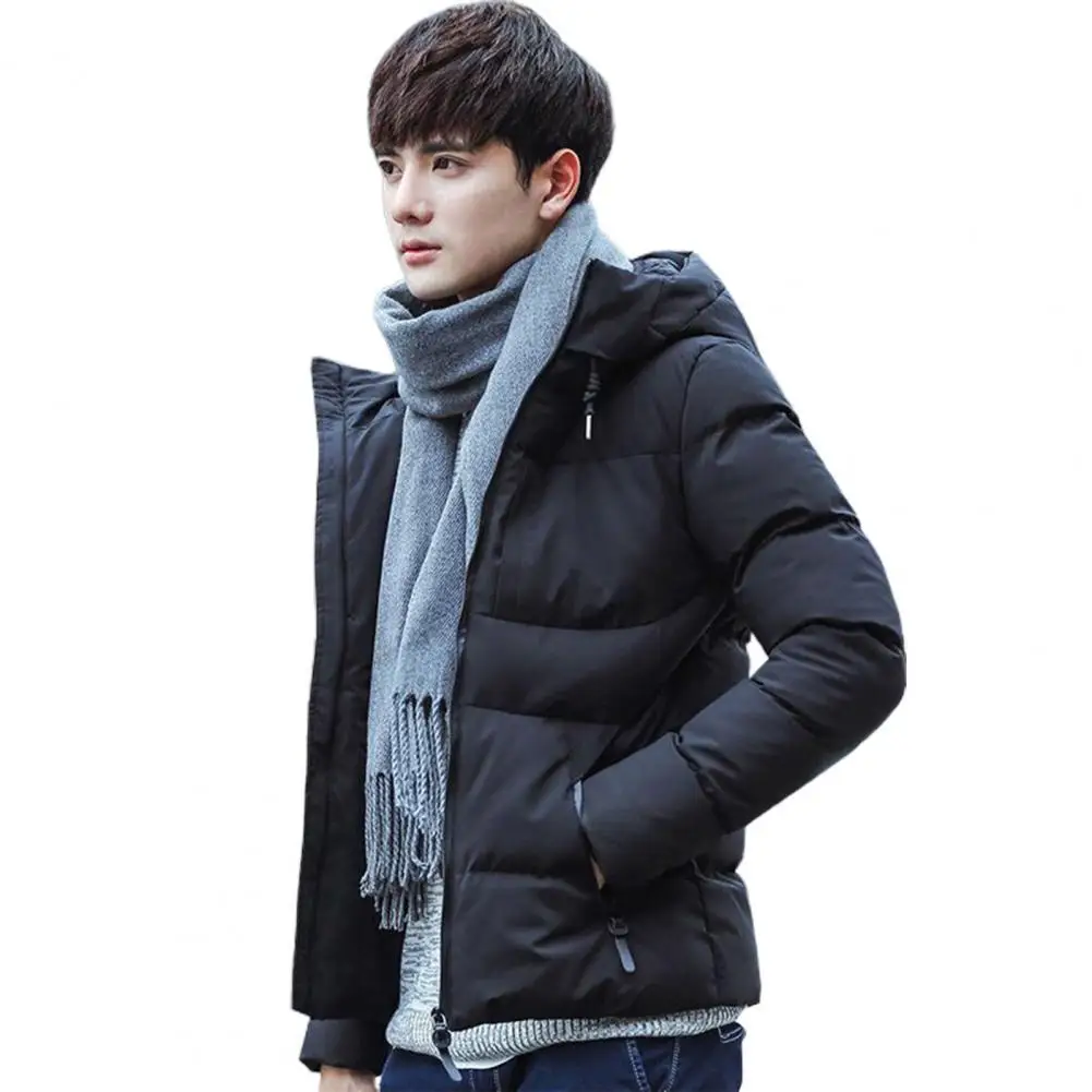

Great Winter Jacket Solid Color Long Sleeve Cardigan Wear-resistant Men Coat