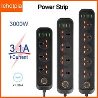 lehotpia eu us uk power strip plug with 4 usb ports 3 1a fast charing cable electrical socket adapter multiprise network filter