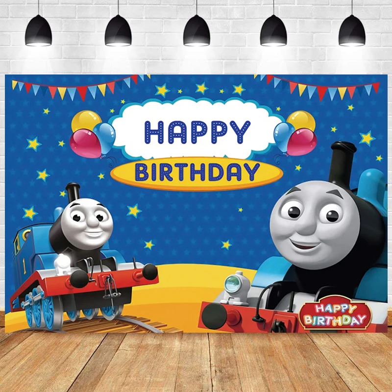 Настраиваемый фон для фотосъемки с изображением Томаса и друзей, украшение для детского дня рождения, одноразовые праздничные принадлежно...