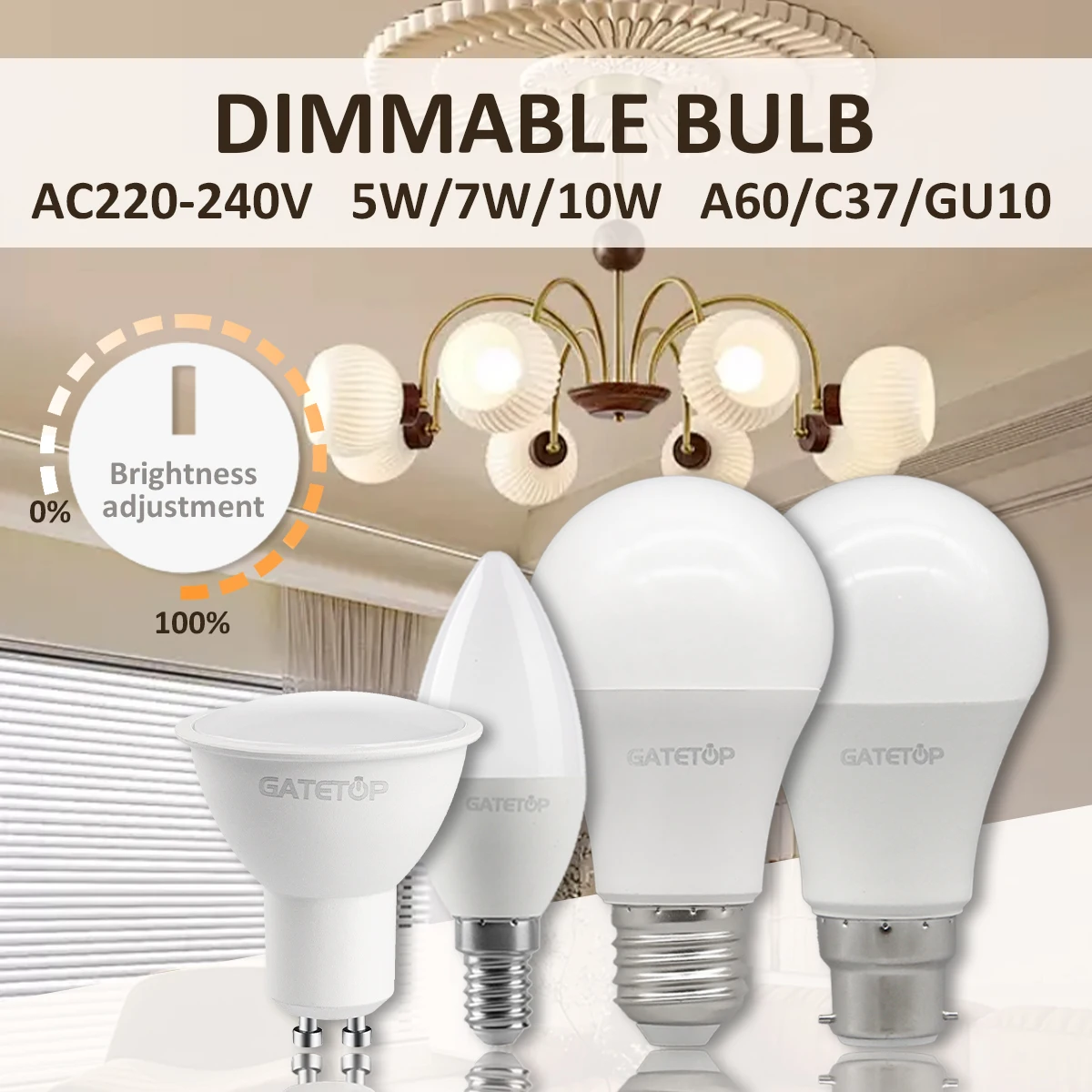 8pcs Dimmable LED Light Bulb E27 B22 E14 GU10 3000K 4000K 6000K Warm White Daylight Indoor Flood Bulbs for bedroom