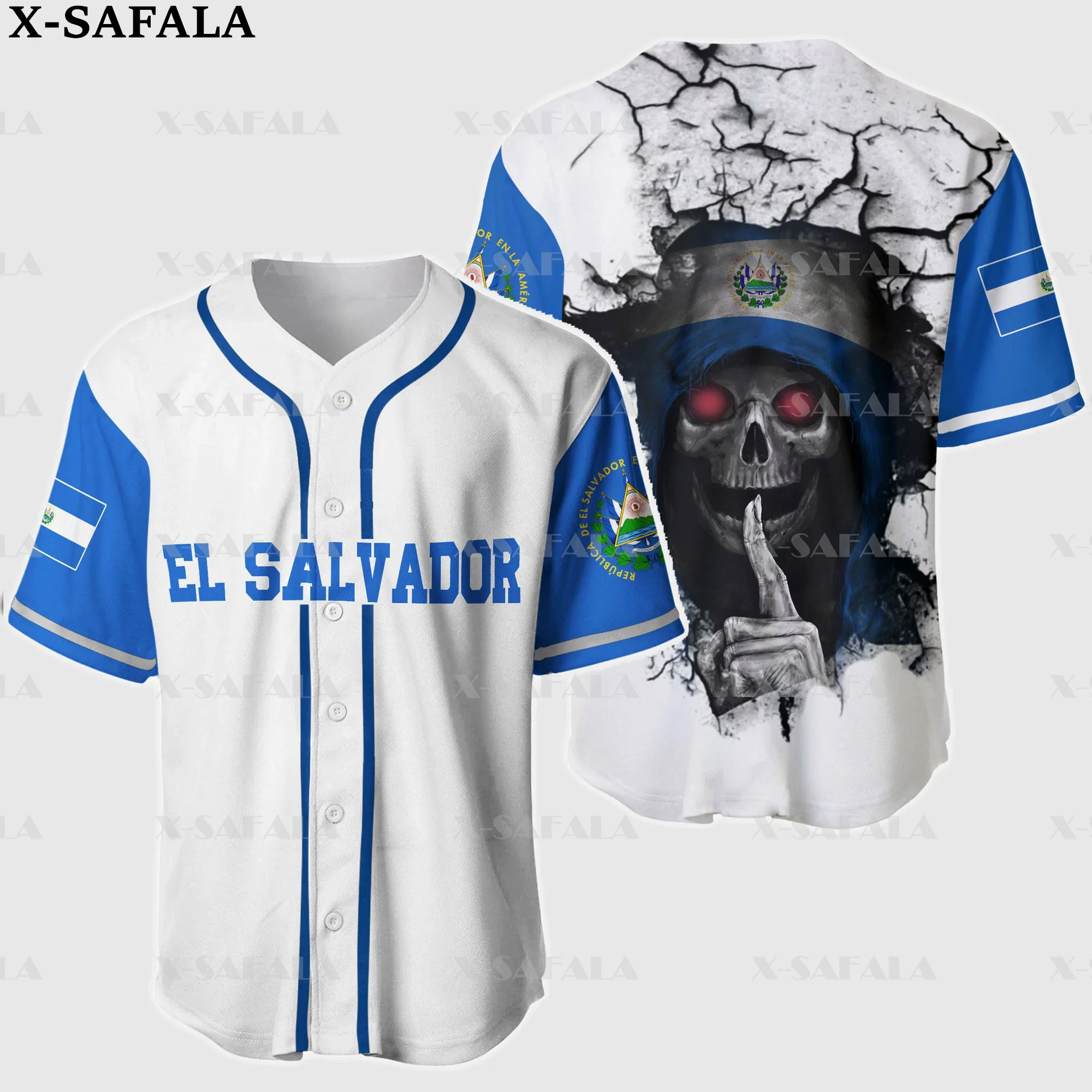 Custom Name Love EL SALVADOR Country Salvadorans 3D Printed Baseball Jersey Summer Shirt Men's Tops Tee Oversized Streetwear-2