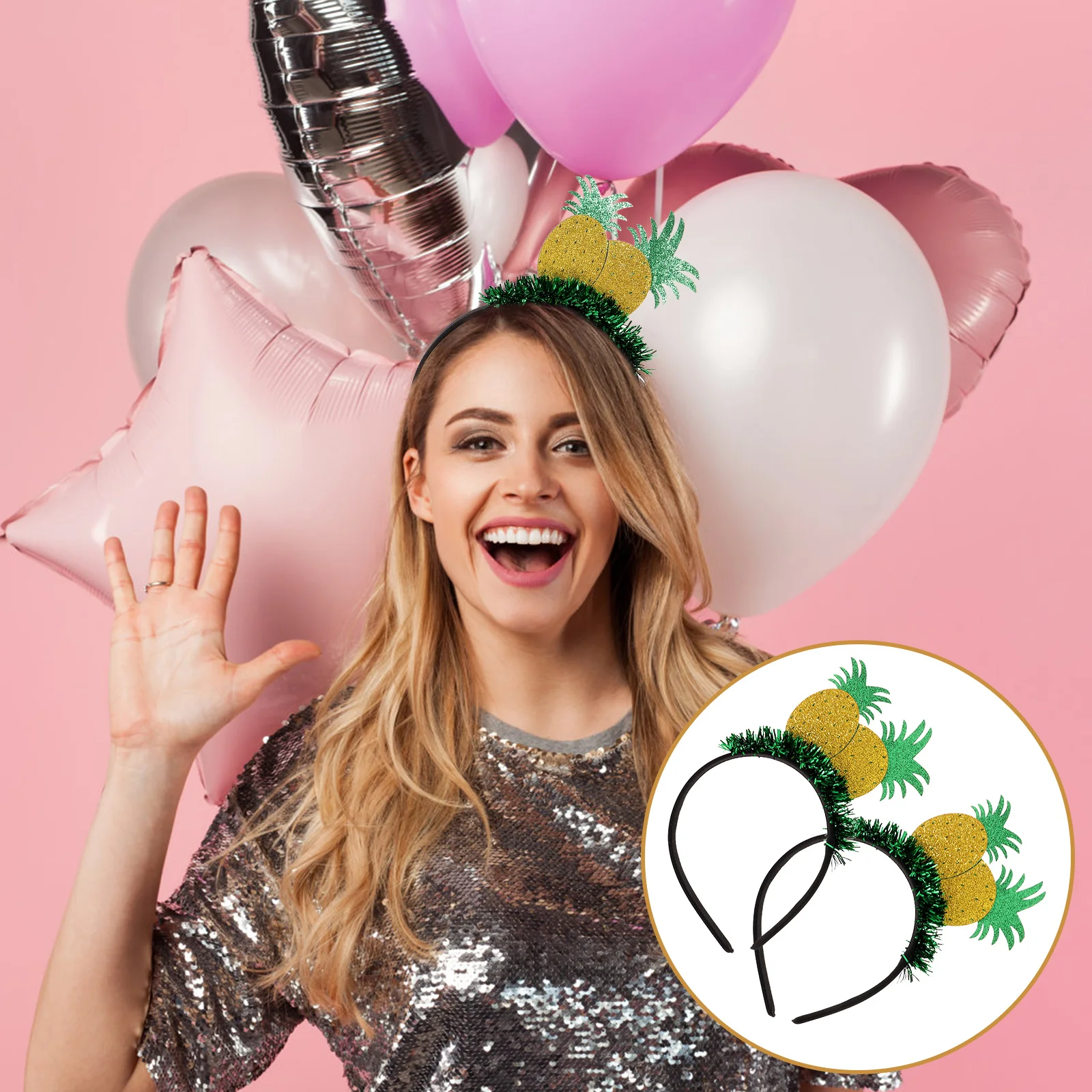 

2 Pcs Headband Hair Ties Kids Creative Pineapple Hairband Party Supplies Greeter Women Hoop Lovely Headgear Miss