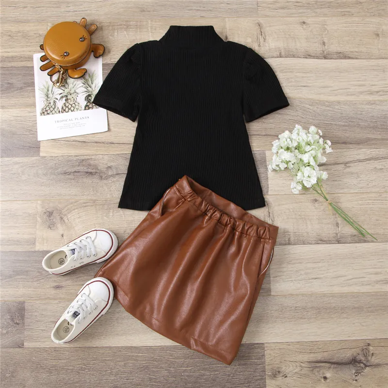 

Комплект из двух предметов для маленьких девочек, топ с коротким рукавом и юбка