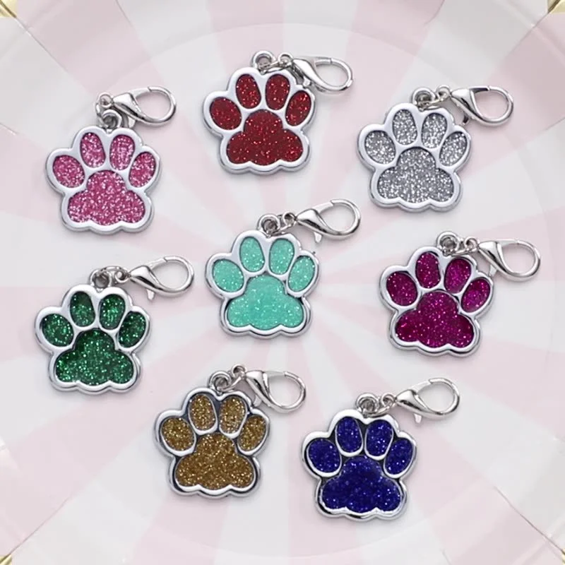 

Collar Tag Dog Cat Tag Engraved Cat Dog Puppy Kitten Pet ID Name Custom Collar Tag Pendant Pet Accessories Paw Glitter Pendant