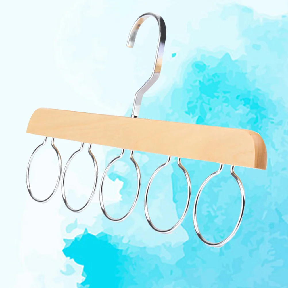 

1 Pc Ties Hanger 5 Loops Multifunctional Wooden Scarf Organizer Belts Rack Shawls Holder for Home