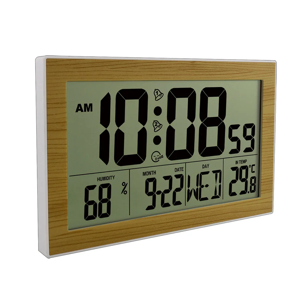 

Clock Alarm Digital Electronic Wall Clocks Bedroom Led Bedside Desk Desktopwooden Table Non Ticking Light Mounted Operated