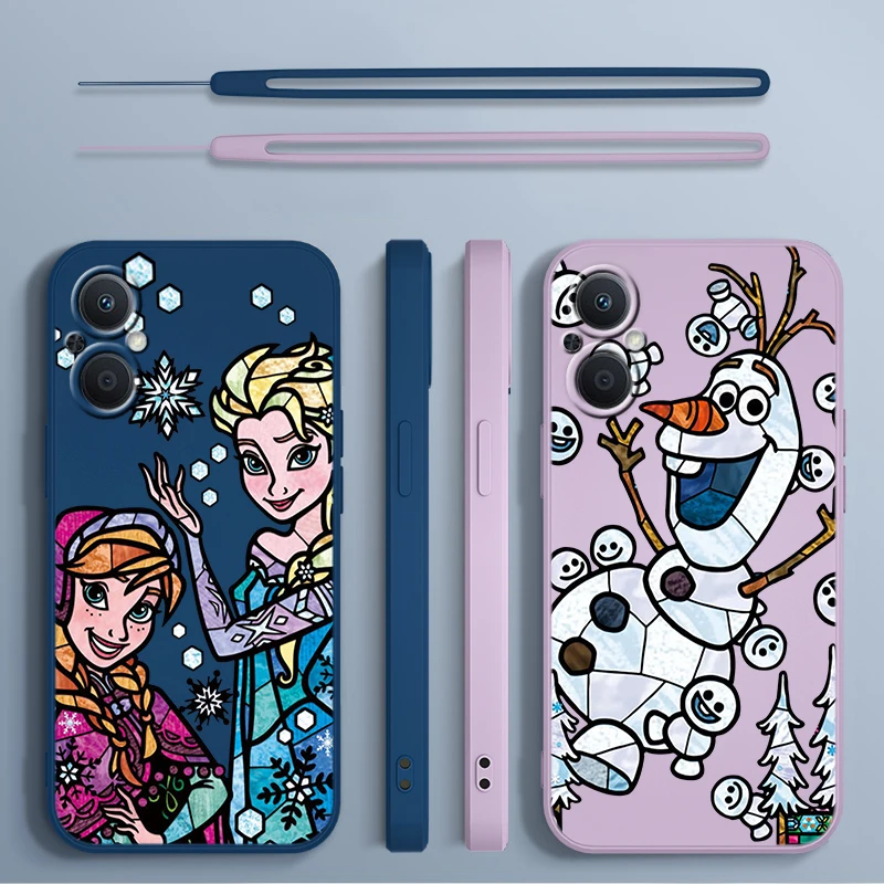 

Disney Frozen Anna Elsa Phone Case For OPPO A5 A9 A12 A72 A53 S A73 A93 Find X2 X3 X5 Lite Pro Neo 5G Liquid Rope Soft